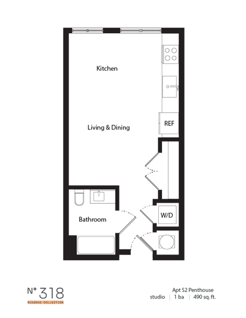 a floor plan of a unit with a bedroom and a bathroom